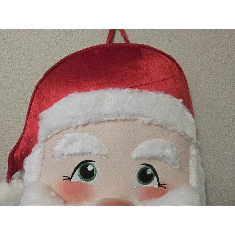 Vintage 1990 Giant Gemmy Plush Hanging Santa Face Head Musical Animated 30